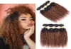 Courcy Curly 1B30 Human Fair tissage 4 paquets avec couleur malaisienne brésilienne péruvienne vierge à cheveux humains paquets ombre auburn 4pcsl7537467