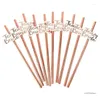 Disposable Cups Straws 12pc Rose Golden Paper Team Bride Drinking Straw For Wedding Party Supply