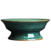 プレートYuzhou Kiln Green Mineral Glaze High Snack Tray Home Ceramic Desktop Fruit Pastry Cookie Candy Place