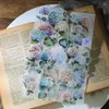 Opakowanie na prezenty 45pcs vintage hortensea naklejki śmieci Ephemera Blue Purple Flower Planner