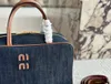 Denim Designer Tote Bag Bolhling Briefcase Moda Moda Versátil Braça Portátil