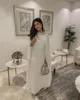 Party Dresses Simple Ivory Chiffon Prom O-Neck Crystals Saudi Arabia Floor Length Formal Occasion For Women