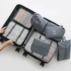 Storage Bags 8 Pieces Set Folding Clothes Organizer Mesh Drawstring Underwear Pocket Travel Clothing Shoe Wash Bag