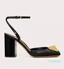 여름 이탈리아 브랜드 여성 샌들 샌들 샌들 신발 특허 가죽 맥시 스터드 발목 펌프 파티 파티 웨딩 하이힐 레이디 워킹 EU35-43 상자와 함께