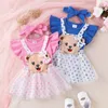 Set di abbigliamento per bambini abiti da bambina per bambini manica arruffato con gigonsella con le gonne estate carine