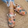Casual Shoes Microfiber Low Heel Women's Sneakers Lace-up Adult On Sale 2024 Mixed Colors Flower Vulcanize