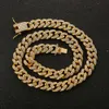 1 Hip-hop Trend Mens Alloy Cuban Chain Dominering Large Gold Collier Gold Plated Full Diamond Bijoux