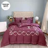 Bedding Sets Luxury 10 Colors Egyptian Cotton & Silk Embroidery Flower Set Duvet Cover Quilt Bed Sheets And Pillowcases Sabanas 4Pcs