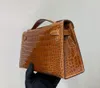 22 cm mini -bakken glinsterende krokodile handtas ontwerper tassen merk portemonnee bordeaux veel kleuren om volledig handgemaakte groothandelsprijs te kiezen snelle levering
