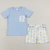 Kläder set design baby pojkar kläder påsk ägg söta barn shorts vår sommarbutik småbarn pojke