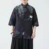 メンズカジュアルシャツメンシャツとブラウスワークの中国語スタイルメンズの服日本のヴィンテージファッションシングスラグジュアリー服