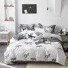 Bedding Sets Cotton Moda Simples Conjunto de cama Linha de linho nórdico lampe de tampa de lençol para colaboração para travesseiros têxteis domésticos