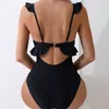 Женские купальники Cikini 2024 Rufffle Edge Sexy One Piece Swimsuit Solid Color Summer Beach Counte для женщин