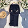 Robes décontractées robe d'été Femmes 2024 Bodyhone femelle mince femelle Simple Fashion Boutons Vintage Black Blazer Woman Woman
