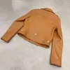 Modèle de suspension en cuir pour femmes Pocket Style Spring Automn Veste Rendre le collier à manches longues