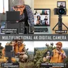 Câmeras digitais Ganica 4K para pografia 48MP Câmera de vídeo VLogger Kitmicrophone Remote Control Tripod Grip 240407