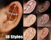 18K Altın Takım Kulakları Kadınlar için Kızlar Sargıtalanma Paletli Kanca Uzun Küpeler Eşsiz Hipoalerjenik Saplı tırmanıcı Takı Valentin4227512