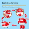 Super skrzydła 5 cali Transforming Jett Dizzy Donnie Deformation Airplane Robot Action Figurs Transformation Animation Toys 240409