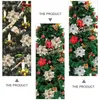 Fleurs décoratives 24pcs Poinsetttia paillettes feuilles de Noël artificielles avec baies de houx ornements d'arbre pour le salon