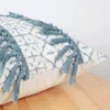 Poduszka niebieska geometryczna linia diamentów bawełniana pokrywka żagla z bohemianinem odpowiednim do sof sofatów sypialnie