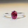 Pierścienie klastra s925 srebrne gołębi pierścionek jajka krwi dla kobiet rubin czerwony corundum highbon diament biżuteria ślubna