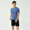 T-Shirts New Fitness Tees Running Solid Color Polyester Casual Bodybuilding Sport Workout Short Sleeve Fashion Breathable Man Shirts