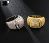 Hip Hop Iced Out Bling Full CZ Charm Tready Square Copper Zircon Ring For Men Women SMYCHIRY GULL SIVERSISTORLEG 8114873271