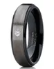 Men039S 8mm Silver Borsted Black Edge Tungsten Carbide Ring Diamond Wedding Band Jewelry for Men us Size 6133986232