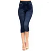 Women's Leggings 2024 Summer Elastic Waist Jeans Fashion High Stretch Skinny Calf-Length Denim Pencil Pants Casual Female Clothing