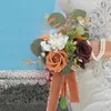 Fleurs de mariage Bouquet de mariée vintage tenant des fleurs rose de pivoine artificielle pour les centres de table de table de fête décor