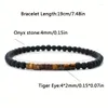 Bracelets de perles de Strand 1PC Onyx 4 mm pour hommes et femmes Bracelet de yoga de méditation