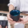 Tasses Saucers 1pcs Kiln Change Chine en céramique thé tasse en porcelaine Coffee Milk Restaurant Décoration Cadeau de voyage pour les amis