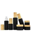 Bouteilles de rangement 10pcs bouteille brume bouteille mate noire cosmétique rechargeable faux bois couvercle de pompe blanche en verre lotion 30ml40ml50ml60ml80ml100ml