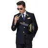 Flygbolag Captain Standard Uniform Flight Missant Pilot Hat Coat Pants Set Male Sales Staff Suit Employee Supervisor Blazers