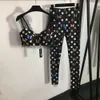 Conjunto de sete estrelas da joaninha de joaninha polka dot Suspender de renda impressa Top+Elastic Tight Leggings