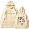 Projektant z kapturem Luxury Faith Over Fear TrackSuits Women's Pullover strój bluzy sportowe długie rękawowe dresy z kapturem sportowe