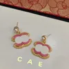 Luxe vergulde oorbellen ontworpen merkontwerper met roze inleg voor modieuze schattige meisjes van hoge kwaliteit sieraden oorbellen met doos voor verjaardagscadeaus