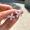 2024 Choucong Handamde Studörhängen Enkla modesmycken 925 Sterlig Silver Water Drop 5a Cubic Zircon Cz Diamond Party Women Wedding Bow Earring Gift Present