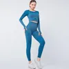 Leggings féminins mode grosse rebond reboud élastique sans couture souple serré deux pièces de yoga costume sport usure