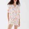 Suits-survêtements pour femmes Hirigin Femmes 2 pièces Pyjama Set T-shirt de bouton d'impression océan