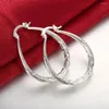 Hoopörhängen hög kvalitet 925 Sterling Silver för kvinnor smycken 3 cm cirkel oval fiskmönster Trendsättare julklappar