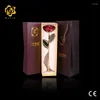 Fleurs décoratives G013-8 Real Rose trempée 24 km fleur préservée rouge plaqué Gold 11 pouces avec belle boîte cadeau pour cadeaux de mariage Valentines