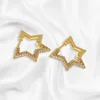 Boucles d'oreilles de cerceau Stars Fashion Women's Star Design Golden Color Jewelry Shiny Zircon Girls Christmas Gift Wholesale