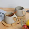 Kopjes schotels vintage Noordse keramische koffiekopje met lepel afternoon tea thuis porselein en schotel set