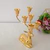 Candle Holders Plated Metal Luxury Reindeer Shape Stand 6-Arms Decorative Stick Zinc Alloy