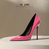 Kleding schoenen roze hoge hakken dames nachtclub sexy pumps heldere patet single voor sumer spring office lady sandalen