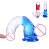 Huge Realistic Dildo Penis Cock with Suction Cup for Women Masturbation Lesbain sexy Toy Vagina G-Spot Dildos Crystal Transparent