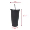 Tumblers Coffee Cup With Straw And Lid 710ML Reusable Food Grade PP Change Color Tumbler Cold Water Clear Plastic Mug For Traveling