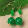 Kolczyki Dangle Fashion Zielony okrągły hetian jadeite jadeczkowe koraliki lufy złota dzieci ślub ślubny formalny minimalistyczny kryształowy obręcz