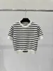 Kvinnors stickor Tees Designer 24 Spring/Summer New Striped Knitwear Letter Kort ärm T-shirt Slim Fit Top Ro18